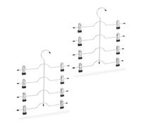 Relaxdays Pack de 2 perchas múltiples negro,plata