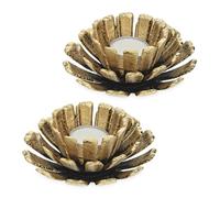 Relaxdays Pack de 2 Portavelas, Forma de Flor, Candelabros Hierro Fundido, Interior y Exterior, 6x13,5cm, Dorado
