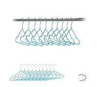 Relaxdays Pack de 20 Perchas Bebé Antideslizantes, Metal, Turquesa, 30 cm