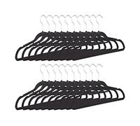 Relaxdays Pack de 20 perchas de terciopelo negro,plata
