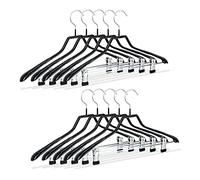 Relaxdays Pack de 20 Perchas Ropa Antideslizantes con Pinzas, Metal y PVC, Negro, 42 cm