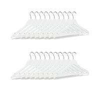 Relaxdays Pack de 20 Perchas Ropa para Pantalones y Camisas, Blanco, 23 x 44 x 1 cm, Madera, 3x44x23 cm