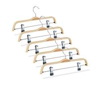 Relaxdays Pack de 25 Perchas Ropa con Pinzas, Madera y Metal, Beige, 17 x 37,5 x 2,5 cm