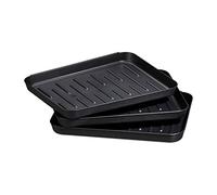 Relaxdays Pack de 3 Bandejas Zapatos Antigoteo de Plástico, Polipropileno, Negro, 3 x 35 x 27 cm