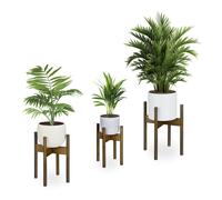 Relaxdays Pack de 3 soportes para macetas marrones marrón