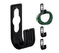 Relaxdays Pack de 4 soportes manguera pared negros negro