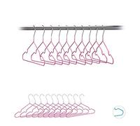 Relaxdays Pack de 40 Perchas Bebé Antideslizantes, Metal, Rosa, 30 cm