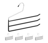 Relaxdays Pack de 5 perchas pantalones negro,plata