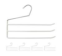 Relaxdays Pack de 5 Perchas Pantalones, Múltiples, para Faldas, 3 Barras Antideslizantes, Metal y PVC