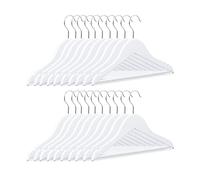 Relaxdays Pack de Perchas Infantiles, Madera, Blanco, 18 x 30,5 x 0,5 cm, 20 Unidades