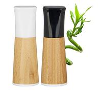 Relaxdays Pack Molinillo Pimienta Muela Cerámica, Madera, Beige-Negro, 2 Unidades