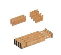 Relaxdays Pack Separadores de Cajones de Bambú L, Set de 10, Largo Ajustables de 34 a 44 cm, Bambú, Cocina, Natural