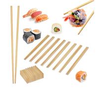 Relaxdays Palillos Chinos, 114 Pares, Bambú, Largo 24 cm, Palitos para Sushi Reutilizables, Palos Japoneses, Natural