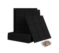 Relaxdays Paneles de Fieltro, 12 uds., Cuadrados autoadhesivos 30 x 30 x 0,9 cm, con 100 chinchetas, Negro