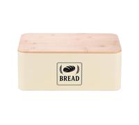 Relaxdays Panera con tapa de bambú Retro beige,marrón claro,negro