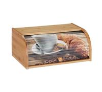 Relaxdays Panera de bambú con tapa deslizable marrón claro