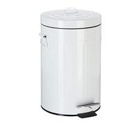 Relaxdays Papelera Cocina, Cubo Basura Baño con Pedal y Tapa, Bote Desechos WC, Estilo Vintage, Metal, 12 L, Blanco