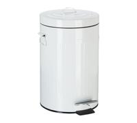 Relaxdays Papelera Cocina, Cubo Basura Baño con Pedal y Tapa, Bote Desechos WC, Estilo Vintage, Metal, 12 L, Blanco