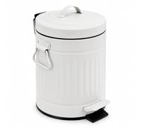 Relaxdays Papelera cosmética, 3 litros, cierre suave, blanca | cubo interior extraíble, metal, papelera de baño con tapa