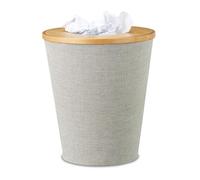Relaxdays Papelera de madera marrón claro,negro,gris