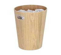 Relaxdays Papelera circular de madera de álamo marrón claro