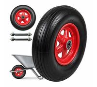 Relaxdays Par ruedas carretilla 3,50-8 goma maciza rojo,negro