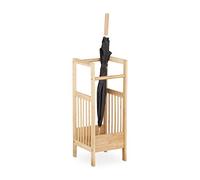 Relaxdays Paragüero Bambú Cuadrado, 2 Asas, Soporte Bastones, Madera, 64 x 25 x 26,5 cm, Marrón Natural