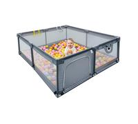 Relaxdays Parque Infantil, corralito 200x200 cm con 50 Pelotas y 2 Anillos, Seguro, Tejido Oxford Gris