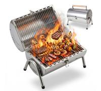 Relaxdays Parrilla de mesa con 2 rejillas plata