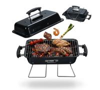Relaxdays Parrilla plegable con tapa negro