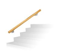 Relaxdays Pasamanos Escalera Rústica con Soportes, Madera de Haya, Natural, 100 cm