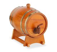 Relaxdays Pequeño barril de madera 2,2 litros marrón,oro,marrón claro