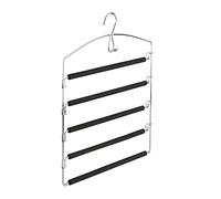 Relaxdays Percha múltiple de Metal, Pantalones y Faldas, Antideslizante, HxLxP: 44, 5 x 37 x 2,7 cm, Plata/Negro