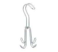 Relaxdays Percha Múltiple para Cinturones, Colgador Bolsos, Corbatero Metal, 4 Ganchos, 18x9x9cm, Plateado, Hierro