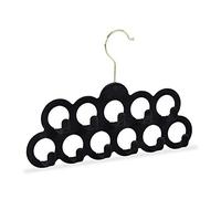 Relaxdays Percha Pañuelos, Organizador Accesorios, Cinturones o Corbatas, Terciopelo-Metal, 1 Ud., 21x30x3 cm, Negro