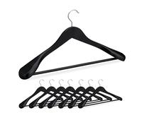 Relaxdays Juego de 8 perchas para trajes negro,plata