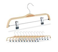Relaxdays Perchas para Pantalones y Faldas, Pack de 12, con Gancho Móvil y Giratorio, Largo 37,5 cm, Natural y Plateado