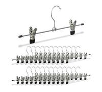 Relaxdays Perchas para Pantalones y Faldas, Pack de 25, Colgadores de Metal con 2 Pinzas, 11,5 x 35 x 2 cm, Plateado