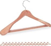 Relaxdays Perchas para Trajes, Pack de 16, Colgadores Ropa, Madera Cedro, Antipolillas, Barra para Pantalones, Natural
