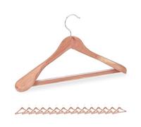 Relaxdays Perchas para Trajes, Pack de 16, Colgadores Ropa, Madera Cedro, Antipolillas, Barra para Pantalones, Natural