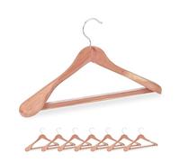 Relaxdays Perchas para Trajes, Pack de 8, Colgadores Ropa, Madera Cedro, Antipolillas, Barra para Pantalones, Natural