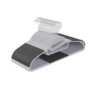 Relaxdays Perchas, Set de 20 Unidades, Goma Antideslizante, con Barra, Abertura en U, Soporte para Corbatas, Color, 90% Plástico, Gris, Noir, 22.5 x 41.5 x 0.5 cm