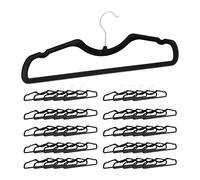Relaxdays Perchas Terciopelo, Pack de 50, Antideslizantes, Ahorra Espacio, con Barra y Muescas, Hierro, 42 cm, Negro
