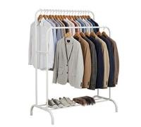 Relaxdays Perchero 2 barras con estante blanco