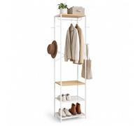 Relaxdays Perchero, 4 estantes y 8 Ganchos, Blanco Natural