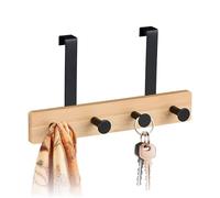 Relaxdays Perchero puerta con 4 ganchos marrón claro,negro