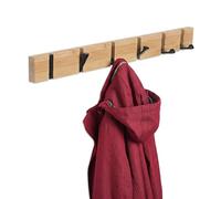 Relaxdays Perchero de pared con ganchos abatibles marrón claro,negro