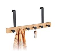 Relaxdays Perchero puerta con 6 ganchos marrón claro,negro