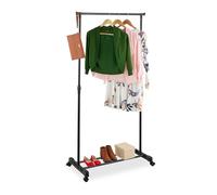 Relaxdays Perchero Burro con Ruedas, Metálico, Colgador Ropa con Barra de Altura Ajustable, 94-161x75,5x42,5 cm, Negro