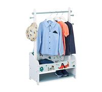 Relaxdays Perchero burro infantil diseño perros blanco,azul claro,naranja